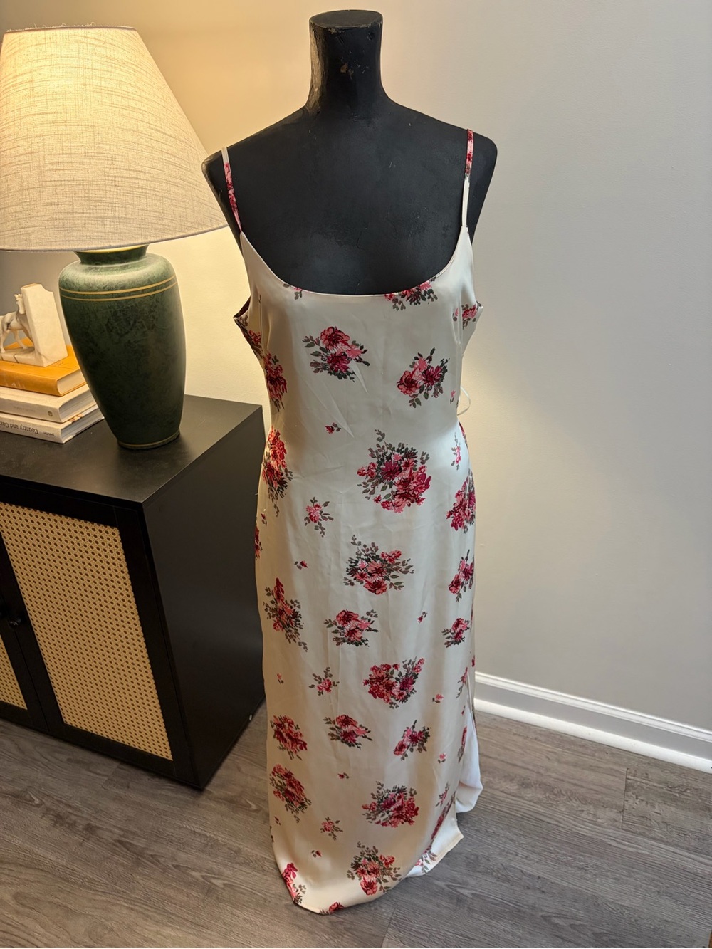 Bittersweet Autumn Wedding Cowgirl Floral Silky Satin Maxi Slip Dress Large
